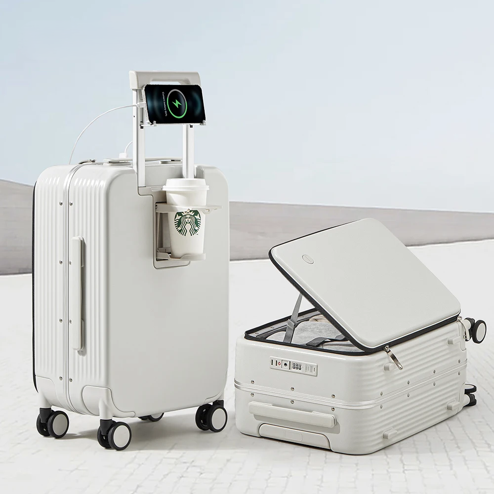 Aluminium Frame Hardshell Koffer met USB-Poort – Turin