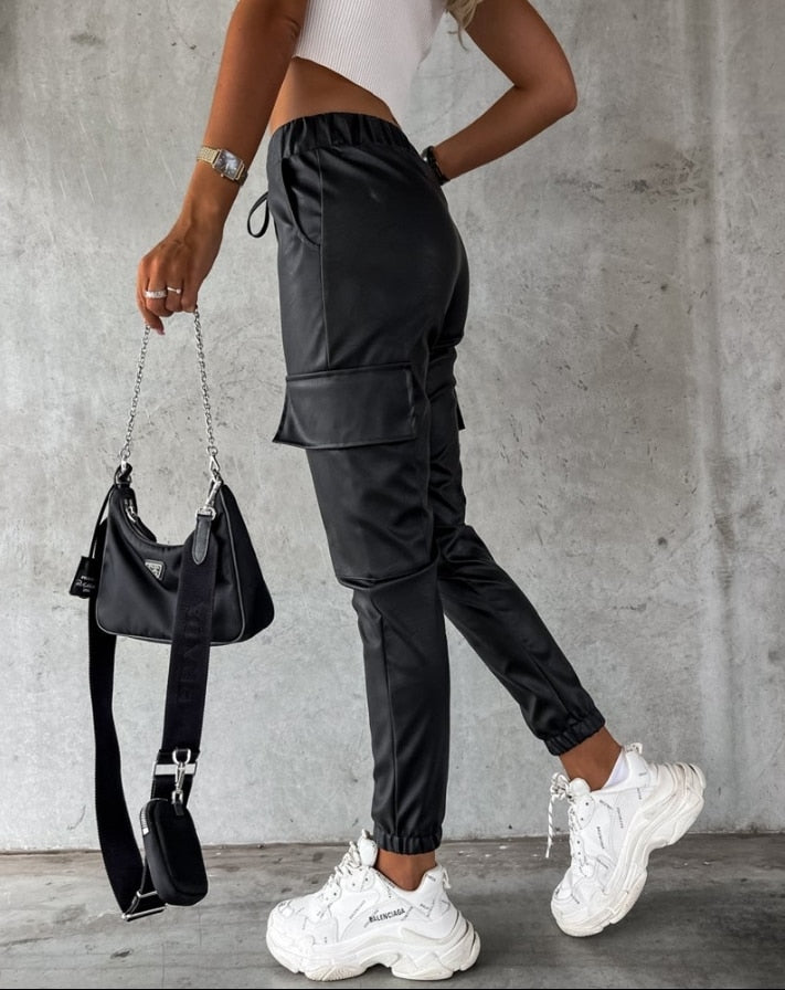 Lederlook Cargo Broek voor Dames - Jade