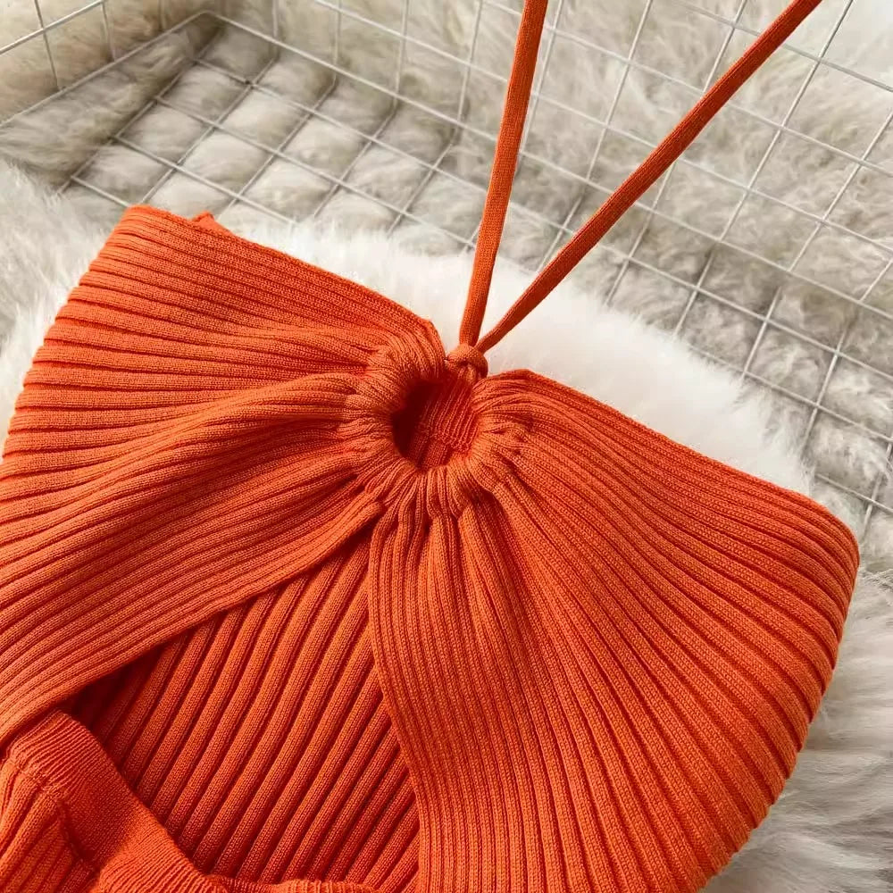 Trendy Rugloze Gebreide Maxi Jurk met Zijsplit– Liora