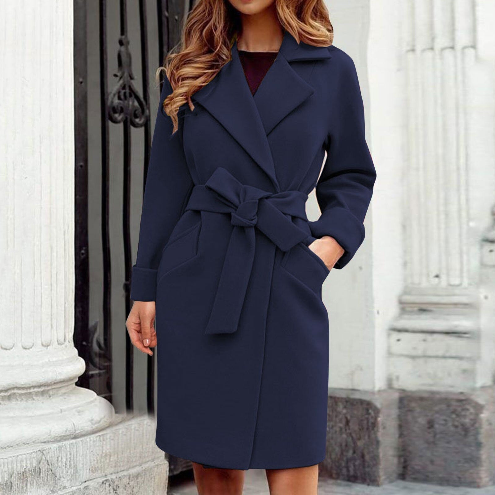 Lange Trenchcoat Winterjas met Knoopsluiting in Felle Kleuren - Elena