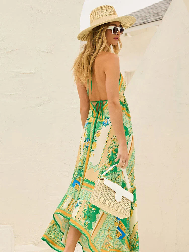 Luchtige & Stijlvolle Boho Maxi Jurk met Halternek - Naya