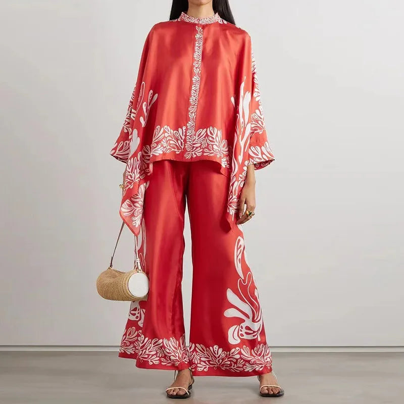 Tweedelige Dames Linnen Streetwear-Set met Ethno-Print – Samira