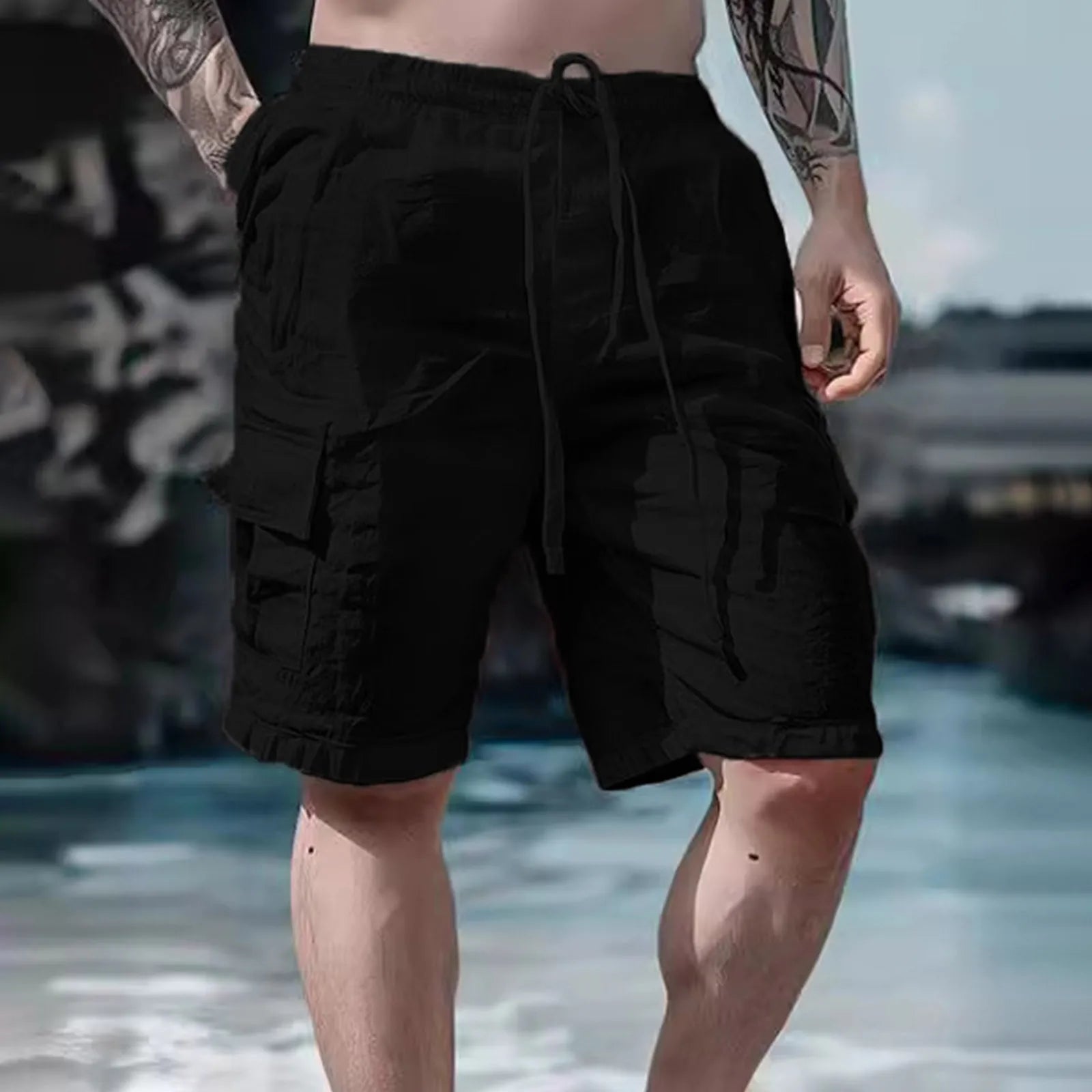 Luchtige Linnen Herenshorts met Wijde Pijpen en Koordsluiting - Silas