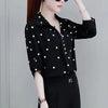 Stijlvolle dames chiffon blouse met knopen & omgeslagen kraag – Fenya