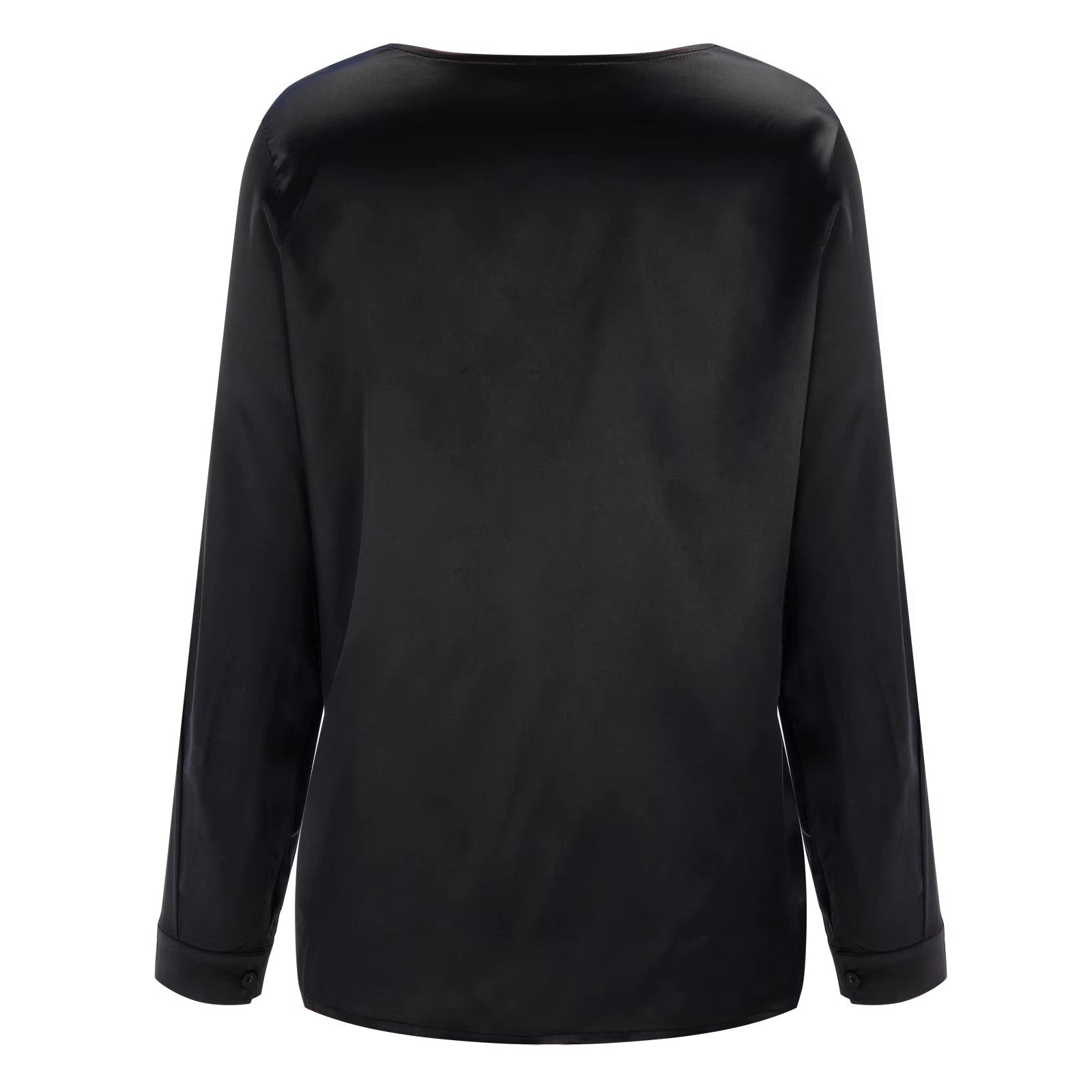 Satijn dames blouse met diepe V-hals & lange mouwen - Daria