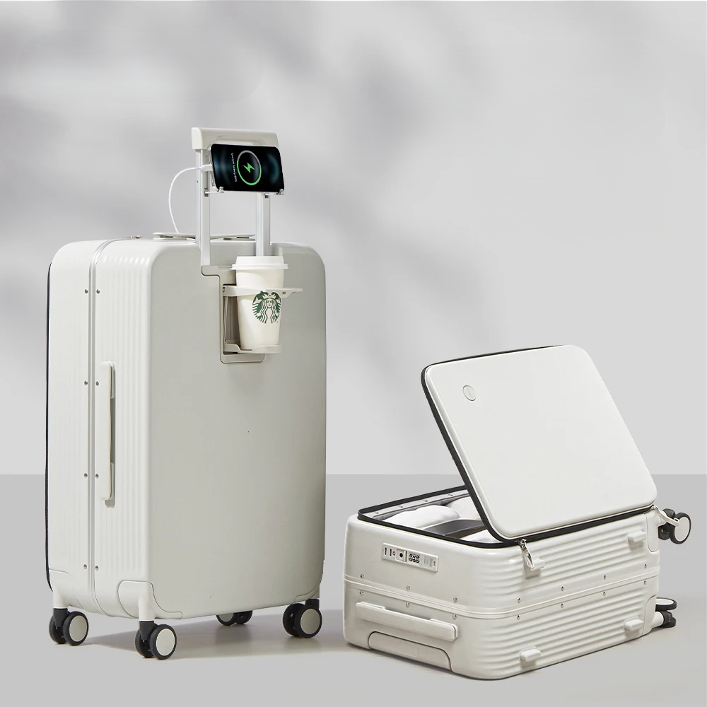 Aluminium Frame Hardshell Koffer met USB-Poort – Turin