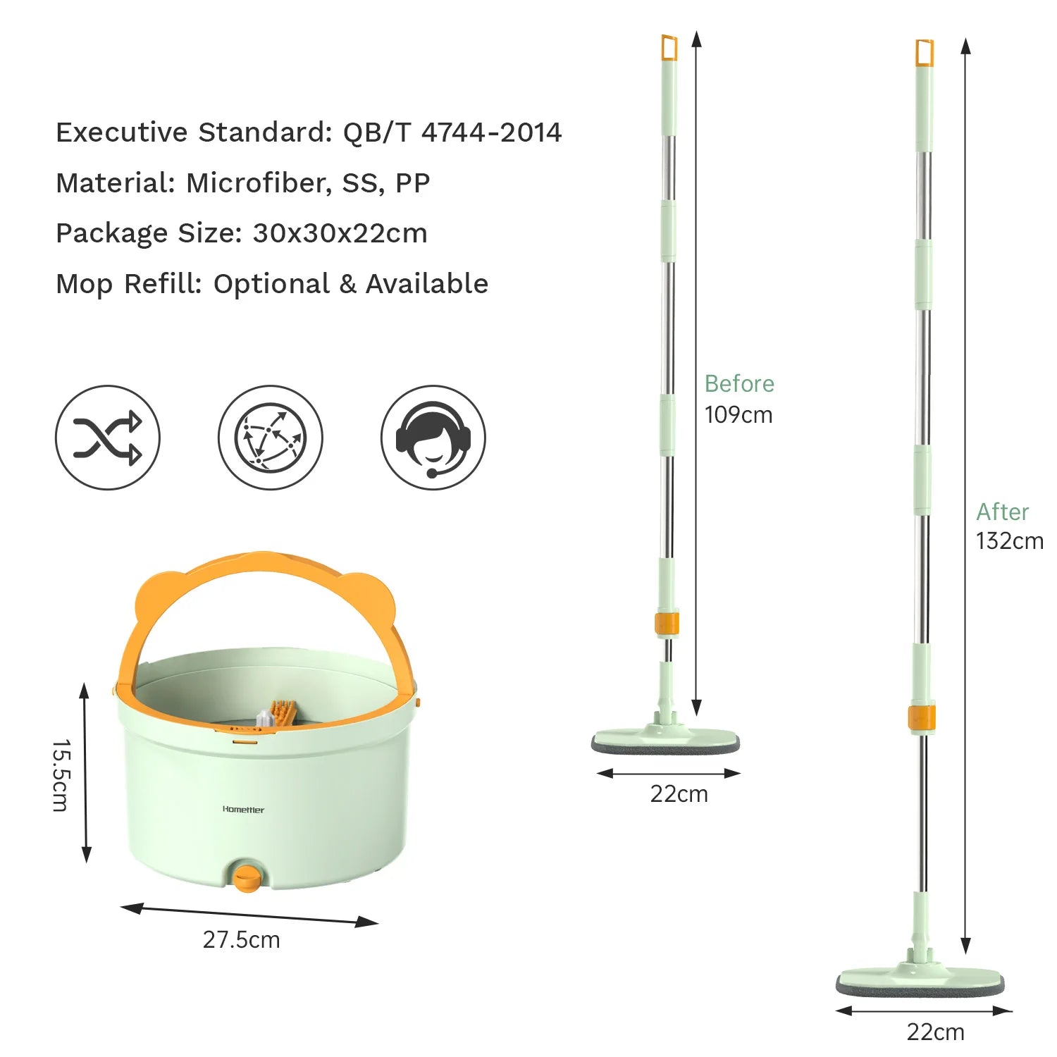 Zelfroterende Platte Dweil met Emmer - SpinMop