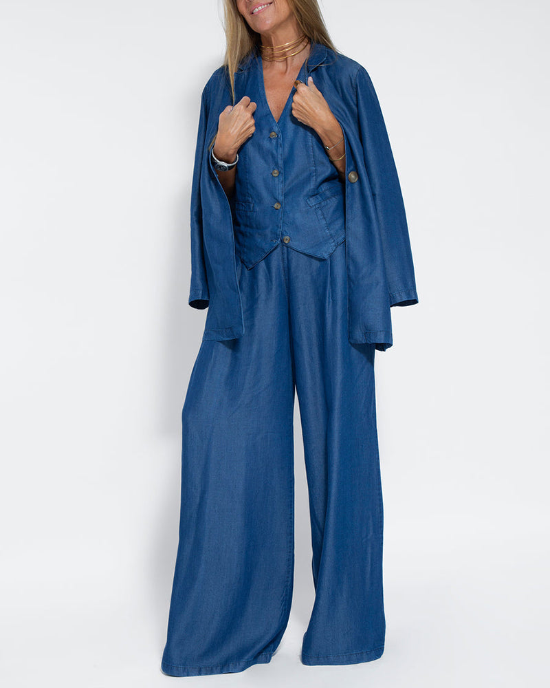 Linnen 2-Delige Set met Wijde Broek en Vest – Alma