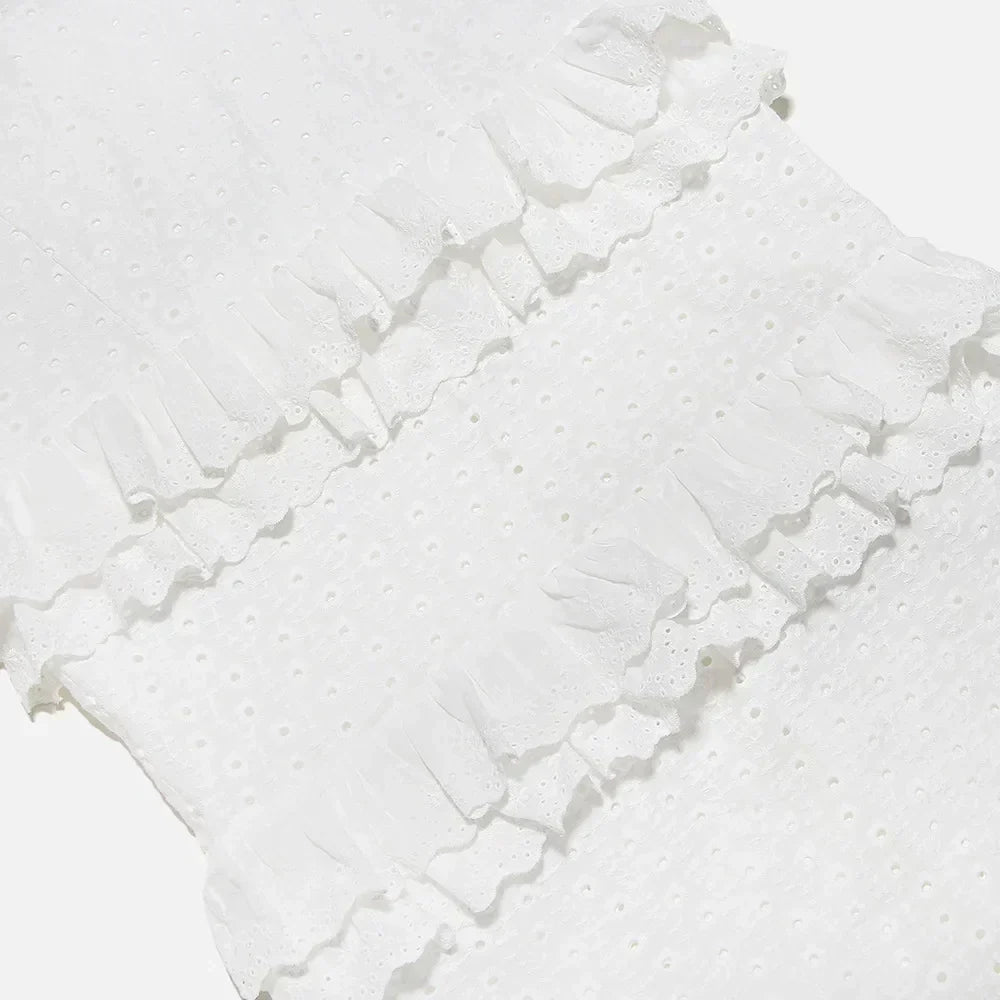 Stijlvolle Witte Geborduurde Maxi Jurk – Alina