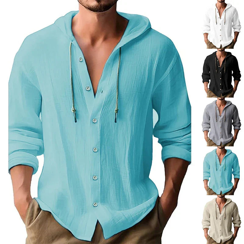Ademend & Licht Linnen Heren Shirt met Capuchon – Malik