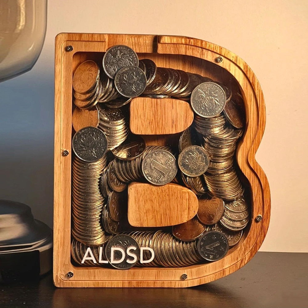 Houten Alfabet Spaarpot - LetterSaver