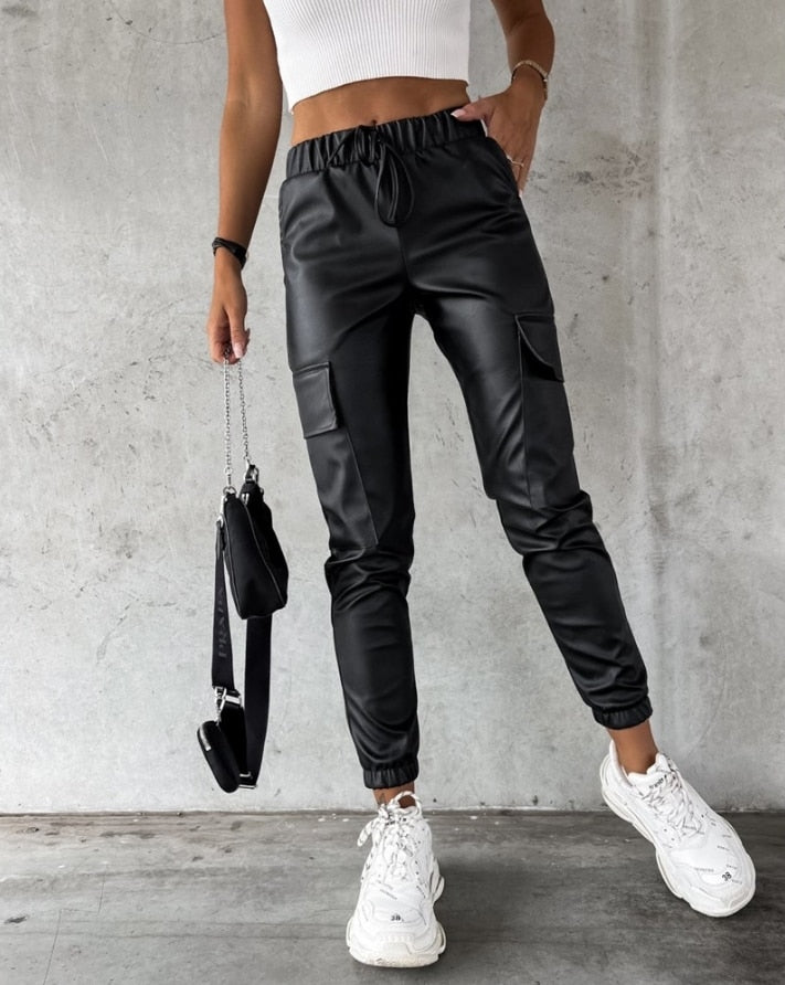 Lederlook Cargo Broek voor Dames - Jade
