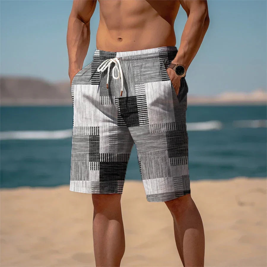 Ademende Heren Strandshorts Katoen met 3D Print - Jamal