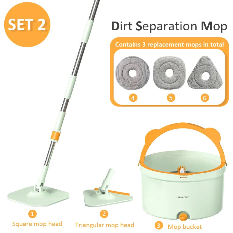 Zelfroterende Platte Dweil met Emmer - SpinMop