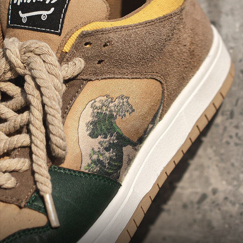 Kunstenaar uniseks plateau-sneakers met golvenmotief - Daiki