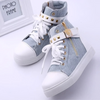 Witte Leren Hoge Sneakers met Rits voor Dames - Ava