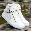 Witte Leren Hoge Sneakers met Rits voor Dames - Ava