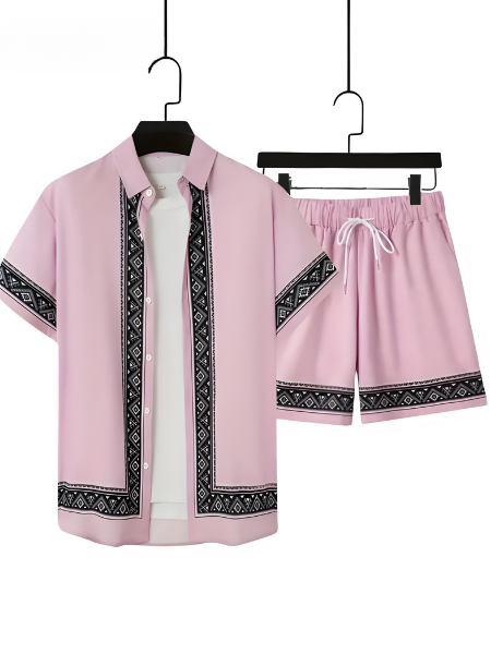 Tweedelige Boho Zomer Set Heren Shirt en Shorts Casual - Malik