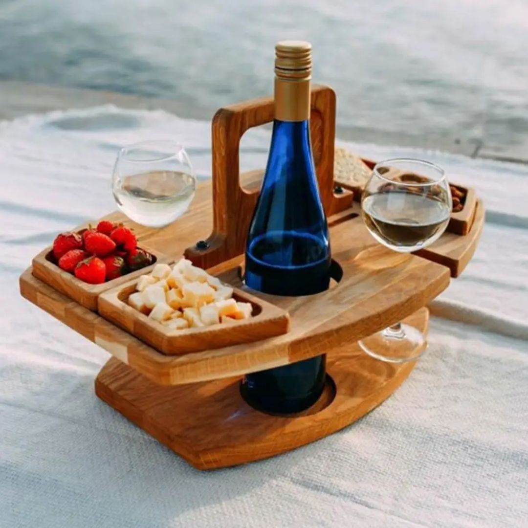 Draagbare Houten Picknickwijntafel - WineNest