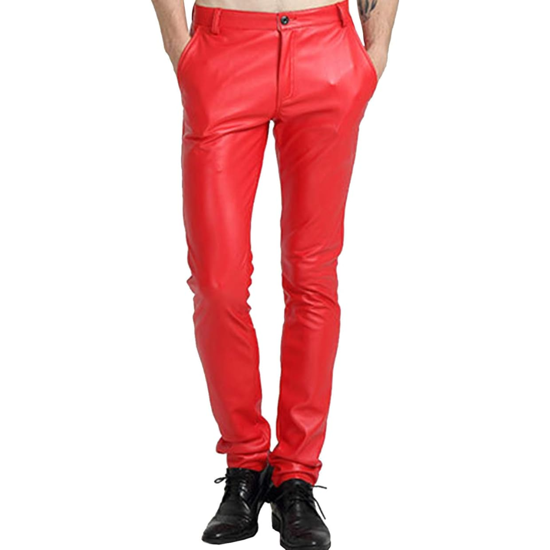 Heren Tapered Faux Leather Biker Broek - Victor