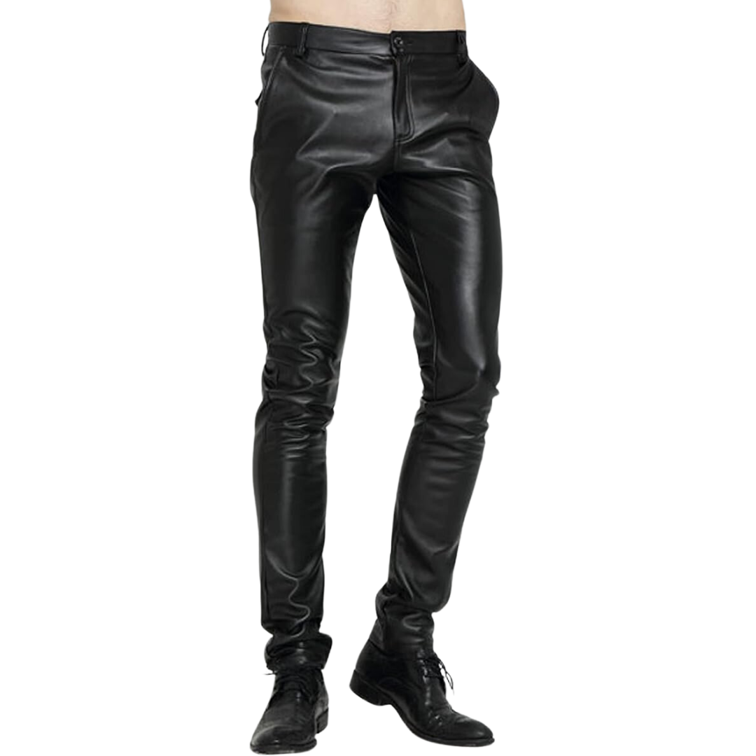 Heren Tapered Faux Leather Biker Pants - Bernard