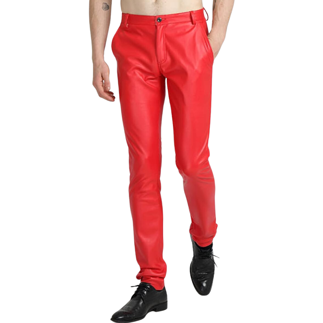 Heren Tapered Faux Leather Biker Pants - Bernard