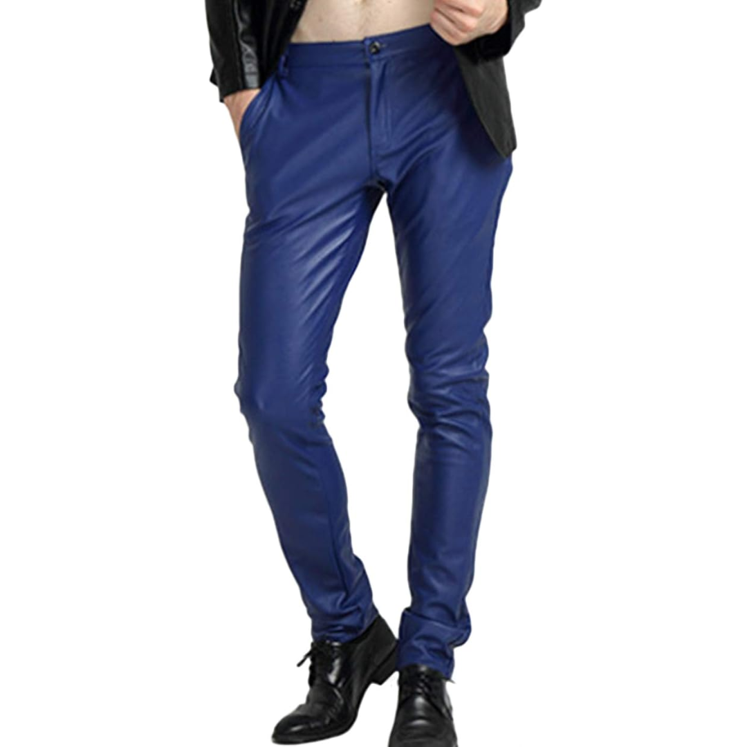 Heren Tapered Faux Leather Biker Pants - Bernard