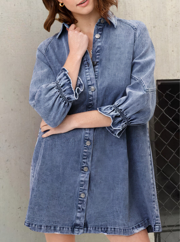 Denim Jurk met Lange Mouwen – Rivka
