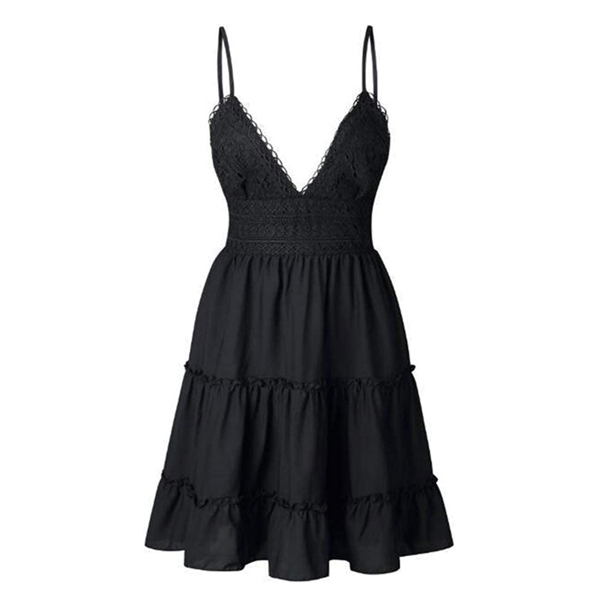 Luchtige & stijlvolle mini-spaghetti-jurk met V-hals – Melina