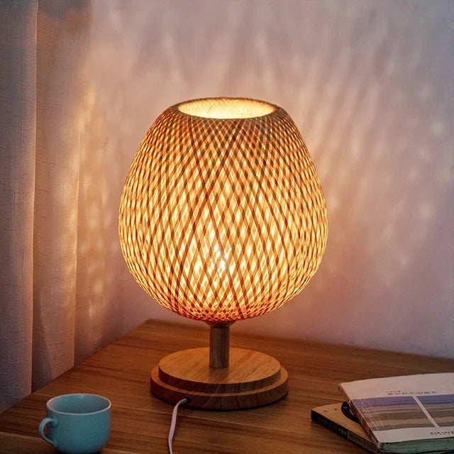Vintage Bamboe Tafellamp - TimberGlow