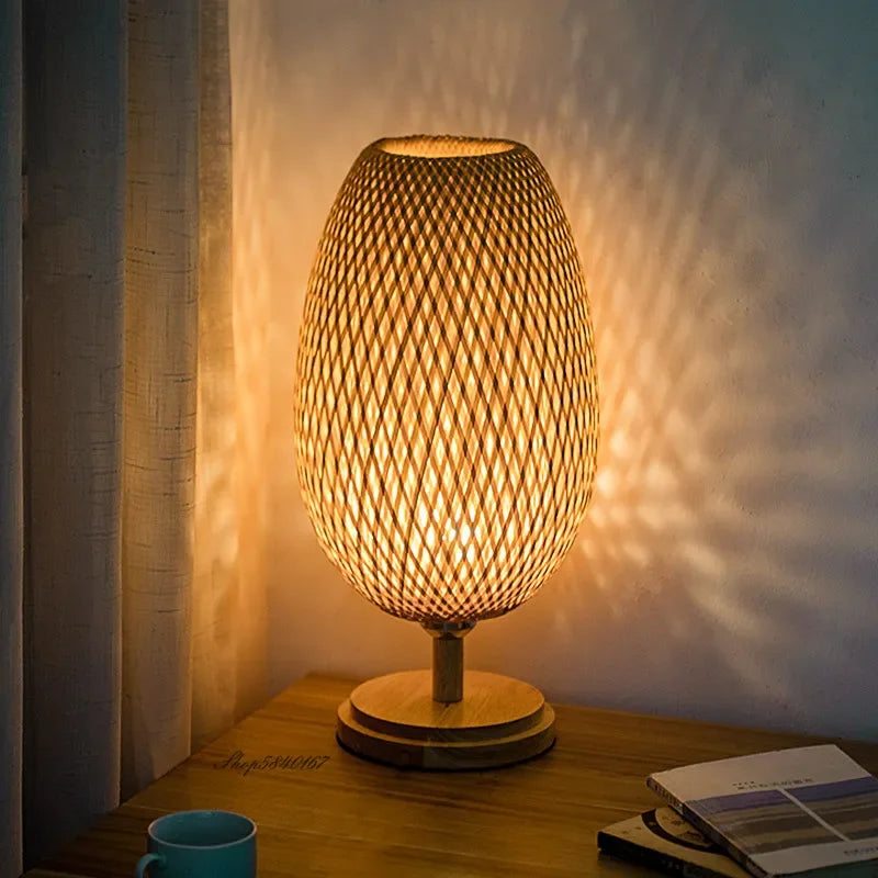 Vintage Bamboe Tafellamp - TimberGlow