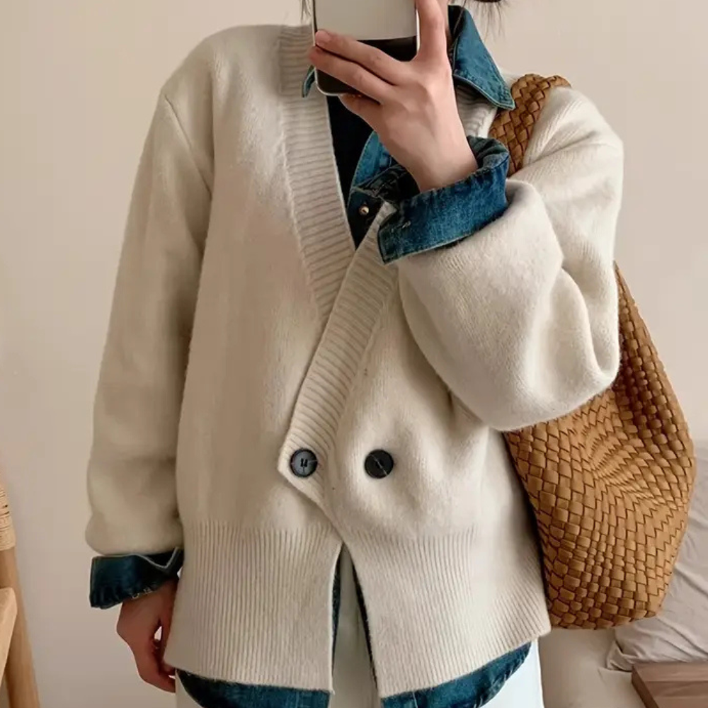 Stijlvol Beige Gebreid Vest voor Dames - Vera