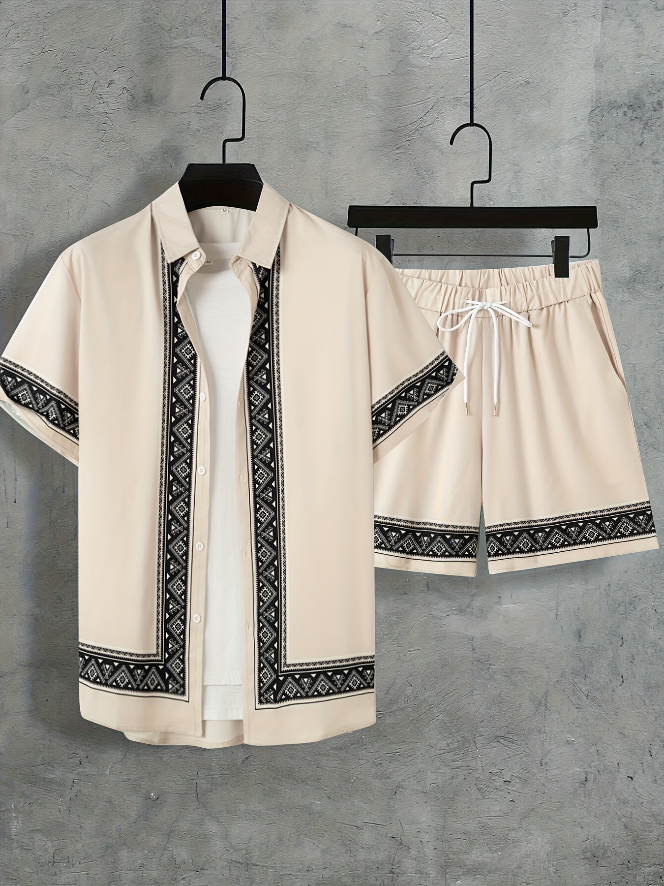 Tweedelige Boho Zomer Set Heren Shirt en Shorts Casual - Malik