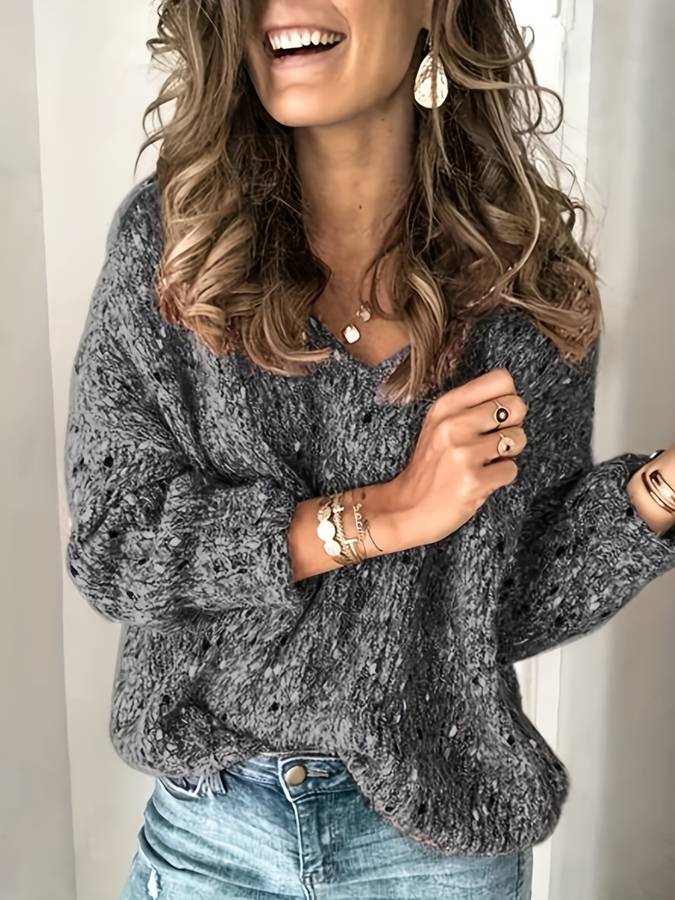 Losgebreide trui van veelkleurige wol - Lila