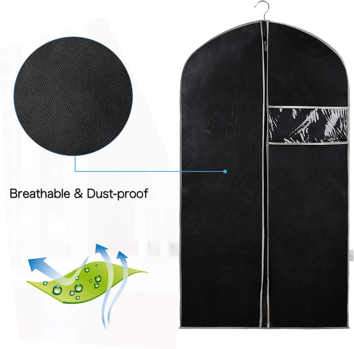 Ademende kledinghoes set – 5-pack kledingopslaghoezen met venster (1+1 GRATIS)