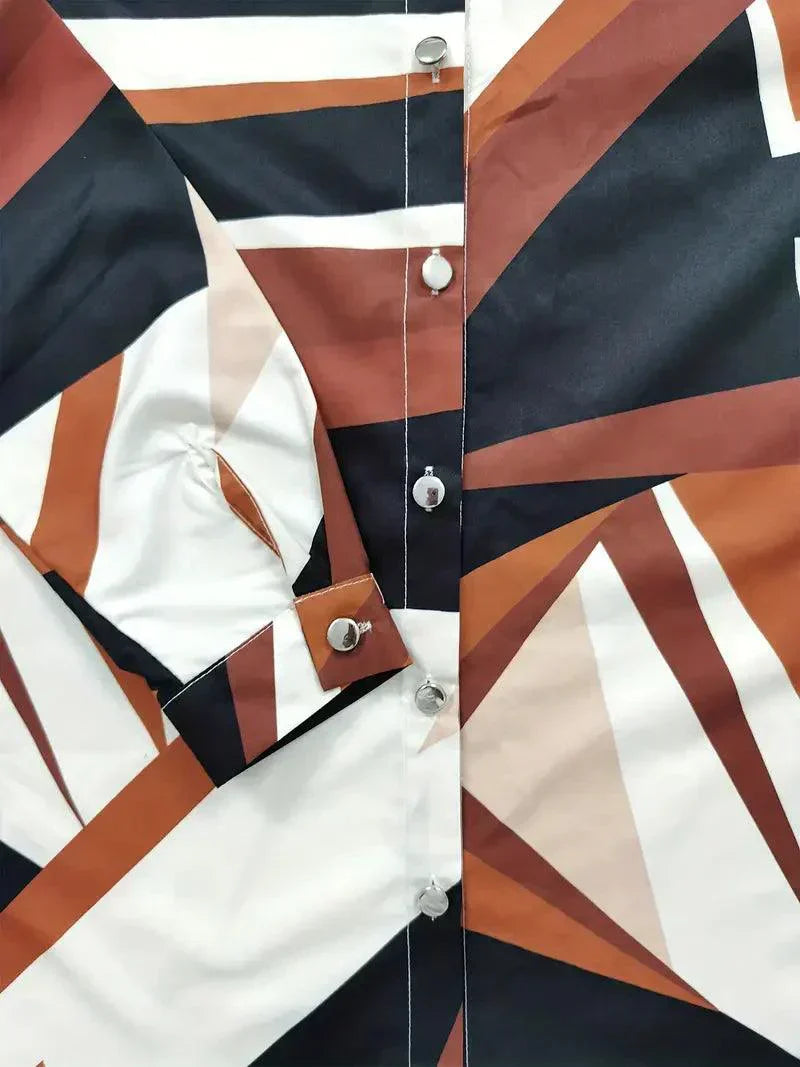 Trendy damesblouse met abstract patroon en knoopsluiting - Marlene