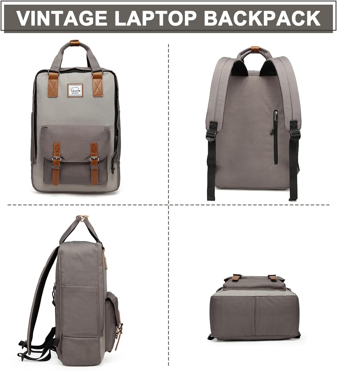 15.6” Waterdichte Vintage Laptop Rugzak met Opbergvakken – UrbanEase