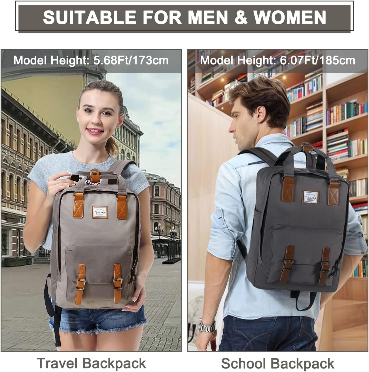 15.6” Waterdichte Vintage Laptop Rugzak met Opbergvakken – UrbanEase