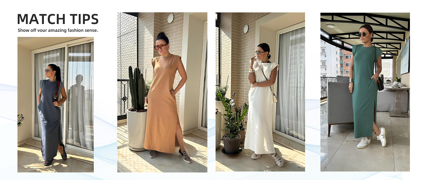 Luchtige maxikleed met zakken dames – Romy