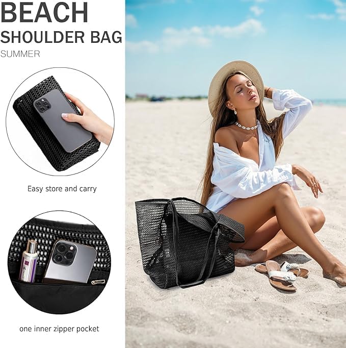 Opvouwbare Mesh Strandtas met Binnenzak – 1 Kopen, 1 GRATIS