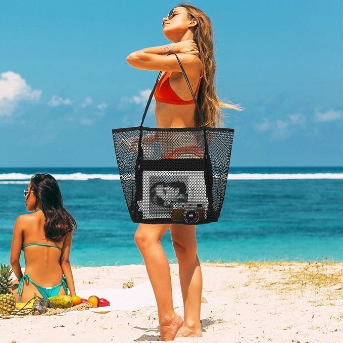 Opvouwbare Mesh Strandtas met Binnenzak – 1 Kopen, 1 GRATIS