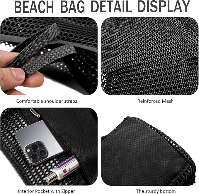 Opvouwbare Mesh Strandtas met Binnenzak – 1 Kopen, 1 GRATIS