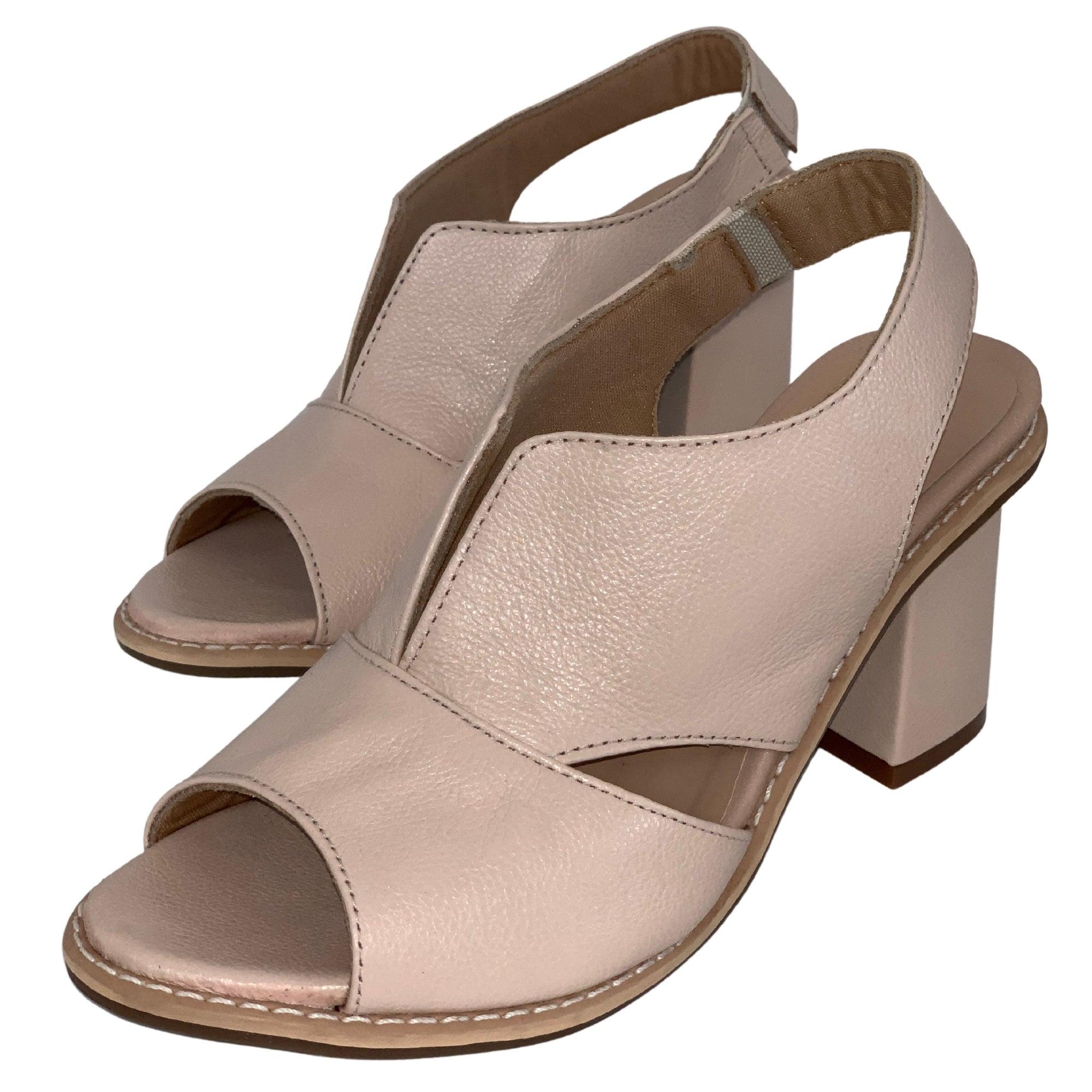 Dames leren sandalen met hak en comfortabel voetbed - Selina