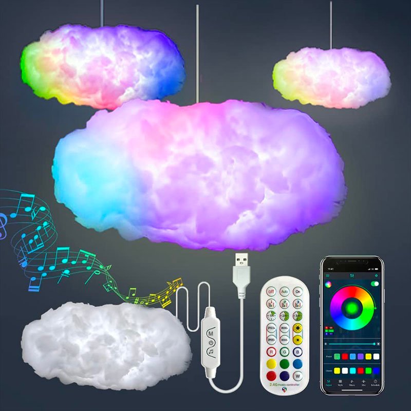 Wolk Bliksemlamp met Muziek en Kleur – Nimbuson