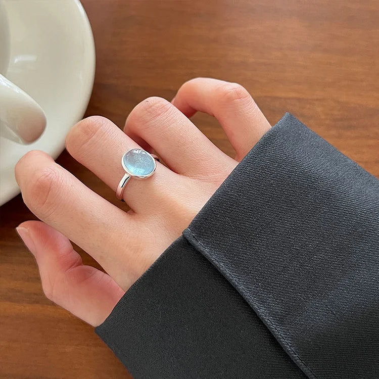 Aquamarijn Zilveren Ring - Nerida