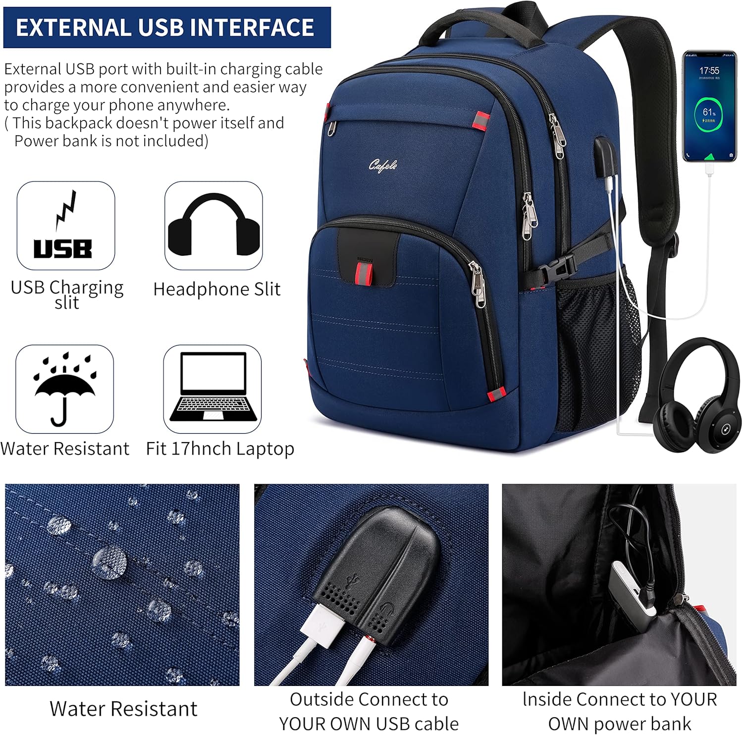 Waterdichte Laptop Rugzak met USB Poort & Anti-Diefstal Ontwerp – TechPro (1+1 GRATIS Tijdelijke Actie)