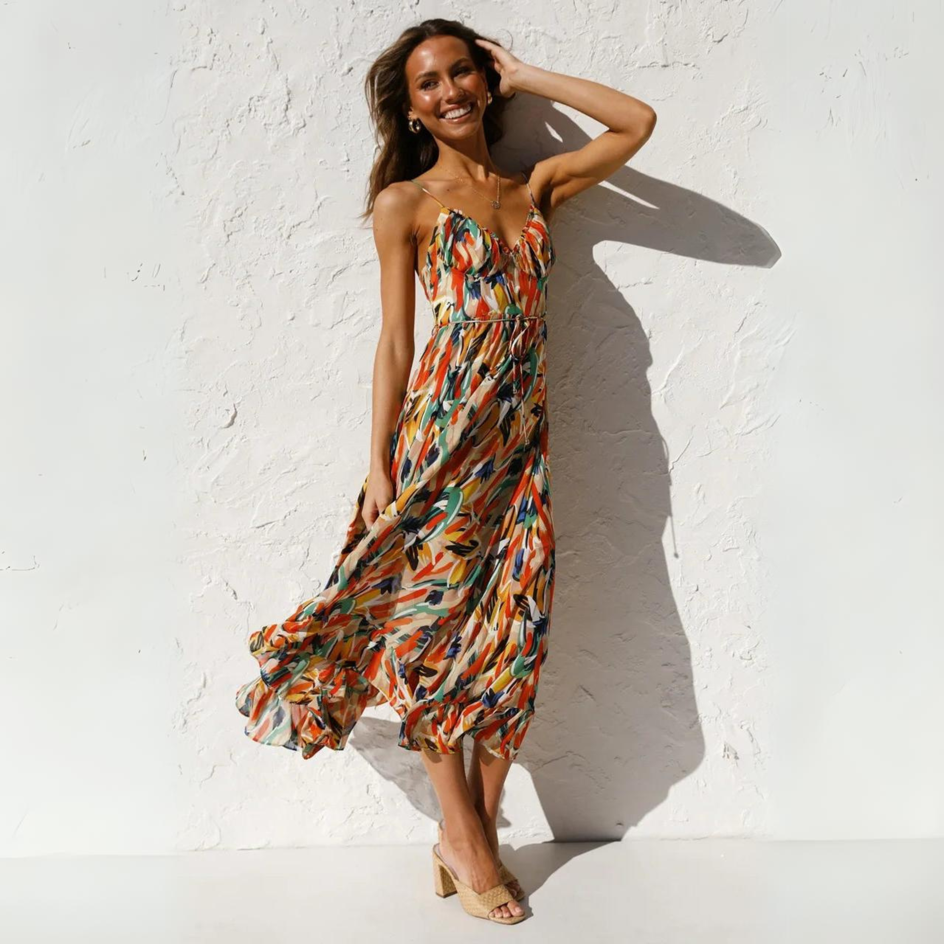 Zomerjurk met patroon en open rug-ontwerp – Elora