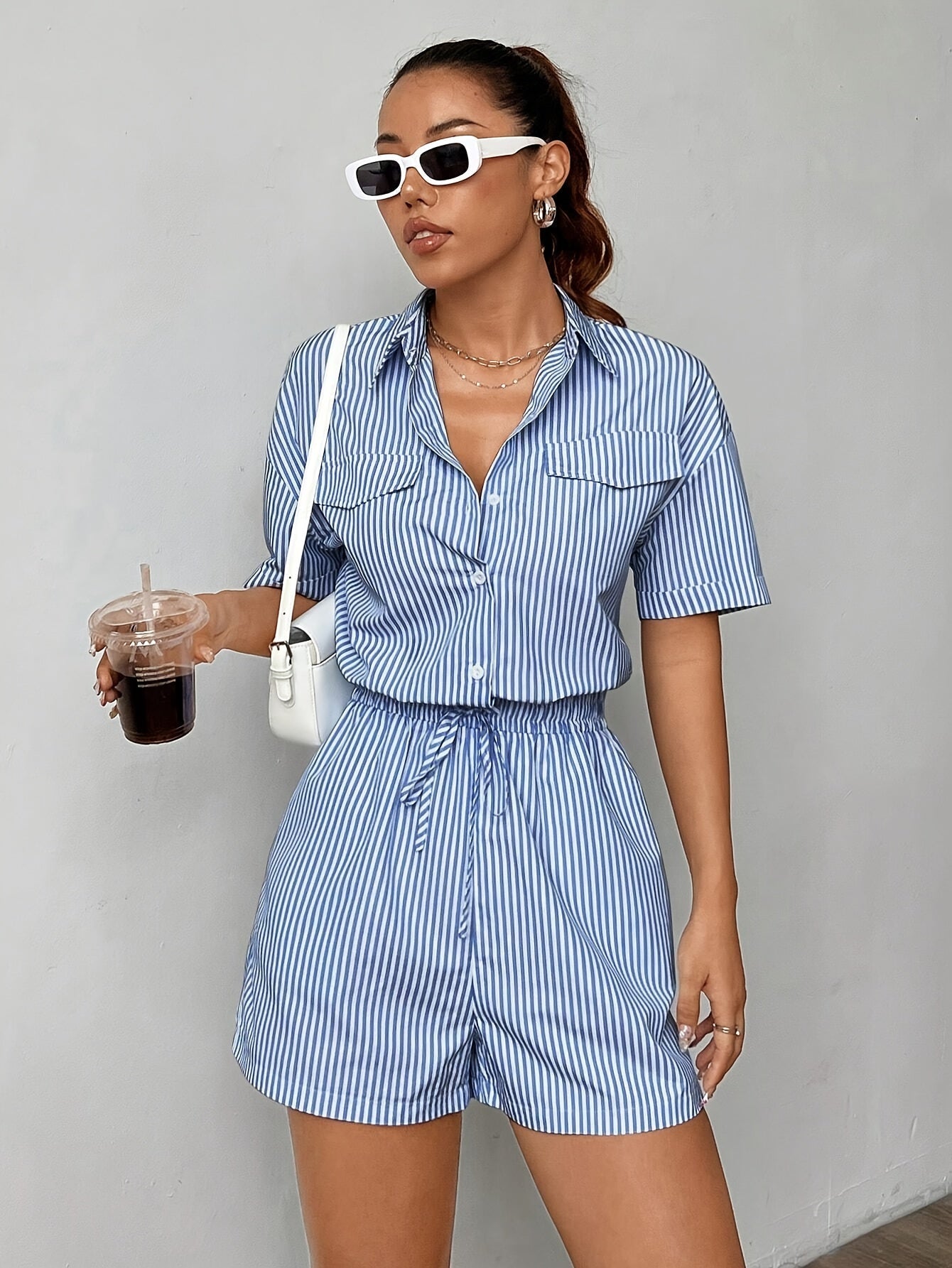 Trendy dames jumpsuit met korte mouwen voor de zomer - StreifenFrisch