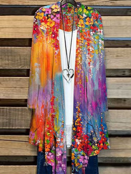 Lang Dames Vest met Bloemenprint – Liva