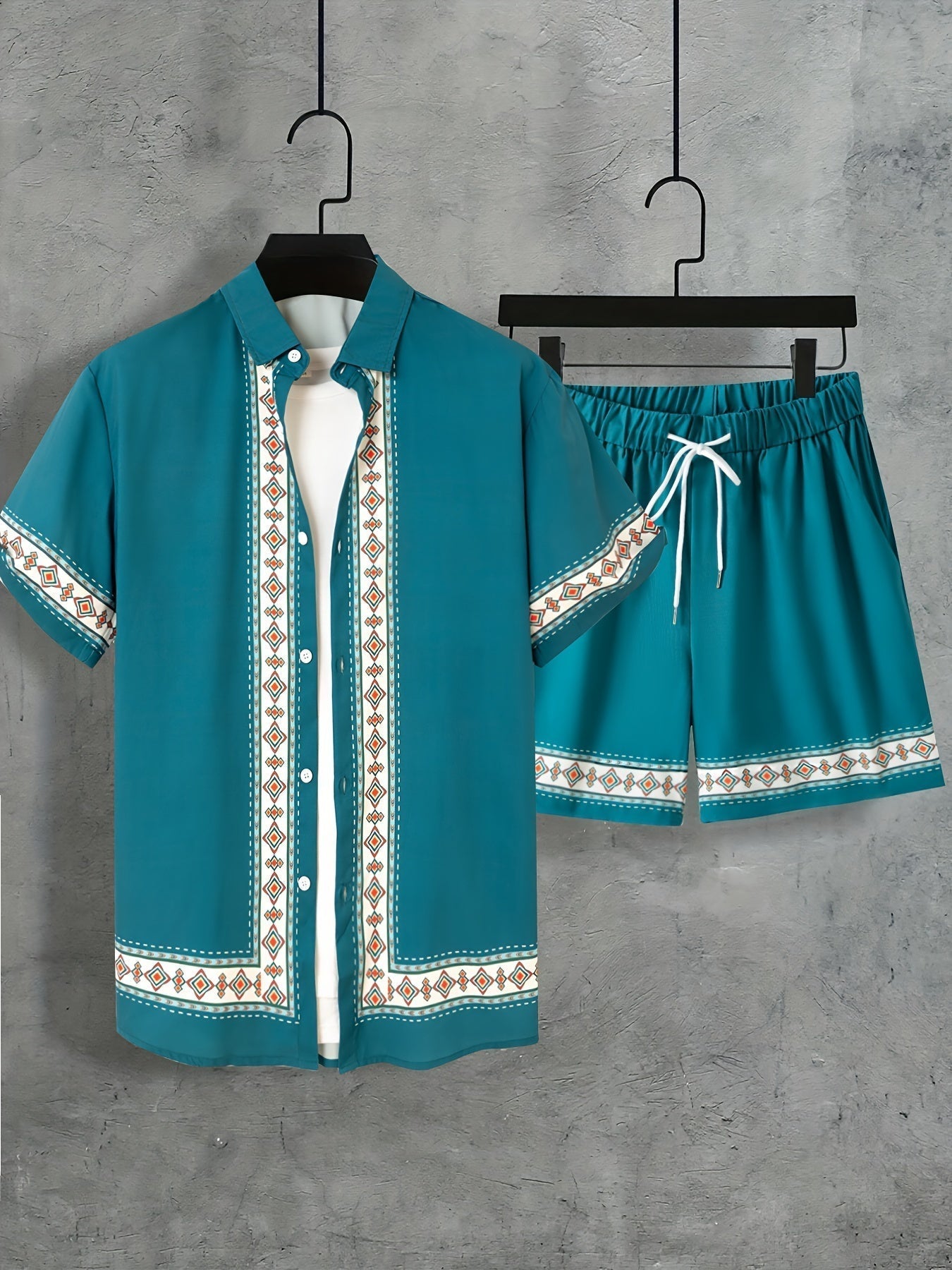 Tweedelige Boho Zomer Set Heren Shirt en Shorts Casual - Malik